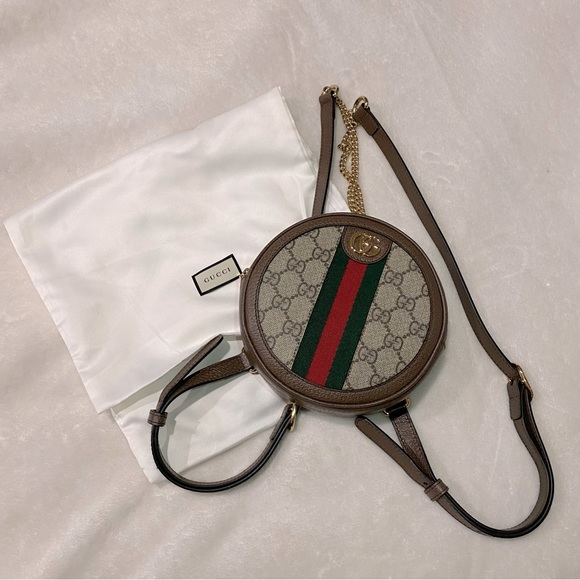 {Gucci} GG Supreme Mini Ophidia Round Backpack - Picture 2 of 14
